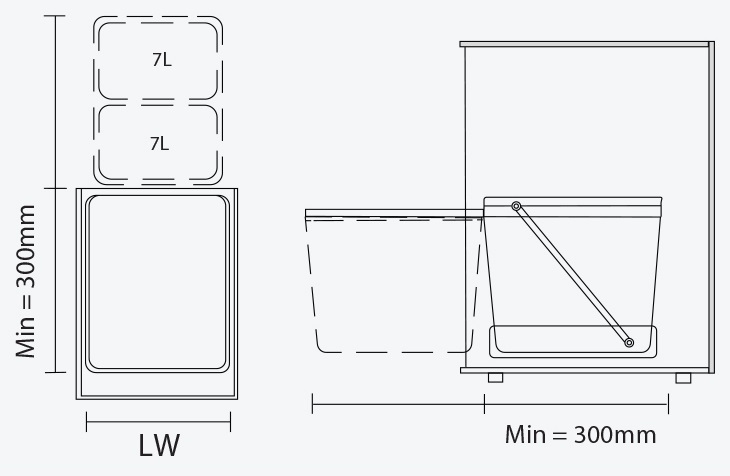 Th&ugrave;ng r&aacute;c đ&ocirc;i 14L gắn c&aacute;nh GARIS GW314